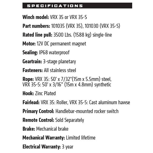 WARN Warn VRX 35-S ATV Vinsj med syntetisk line