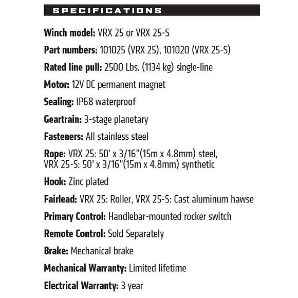 WARN Warn VRX 25 ATV Vinsj