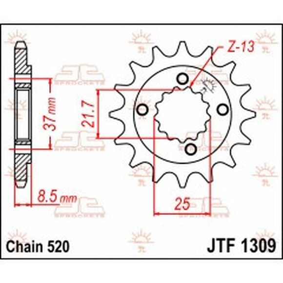 JT SPROCKETS Framdrev Dinli 450 / SMC 500 & Honda TRX400 15 Tenner