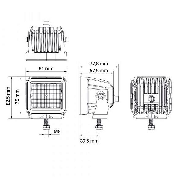 HBA 2 Led Arbeidsbelysnings Reflektor 40W / 4800 Lumen med strømledning