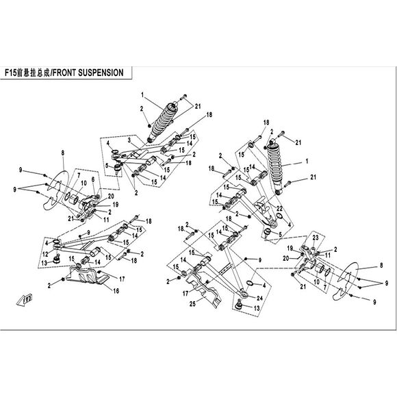 CF MOTO A-Arm foran venstre undre, CF Moto 500/550/800 / Goes 520/625