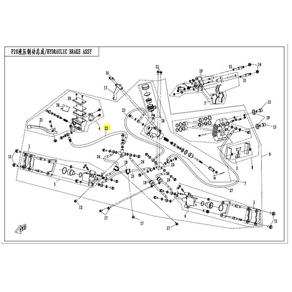 ATV LAB Bremseslange foran brems øvre CF Moto