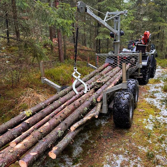 ATV-PRO ATV Tømmerhenger med Kran og Elektrisk Vinsj