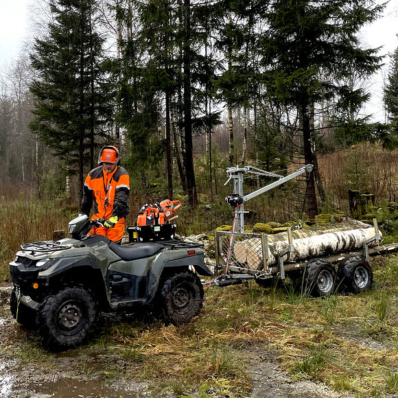 ATV-PRO ATV Tømmerhenger med Kran og Elektrisk Vinsj