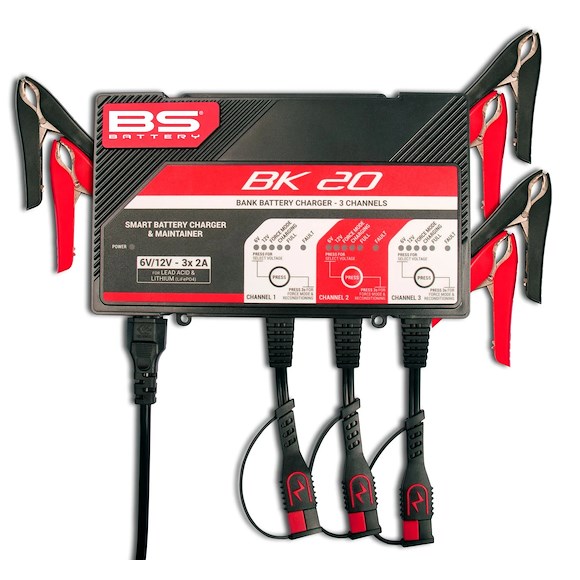 BS Batterier Batterilader BK20 6/12V 3x2A ATV, Moped & MC