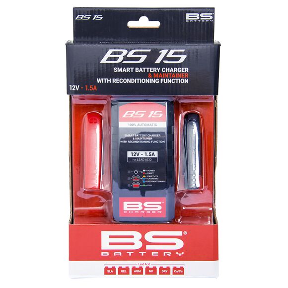 BS BATTERY Batterilader BS15 12V 1,5A ATV, Moped & MC