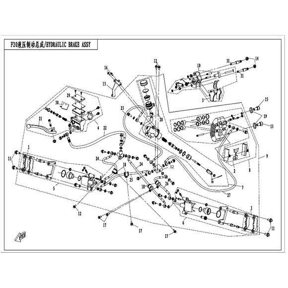 CF MOTO Bremserør mellom T-kobling og bakre bremsebeholder for CF Moto X5/X6