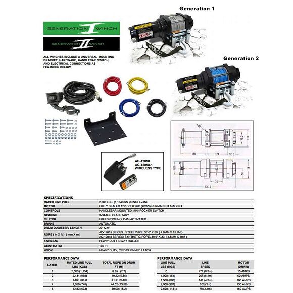 BRONCO Bronco Vinsj 2500 Generation I Stålvaier
