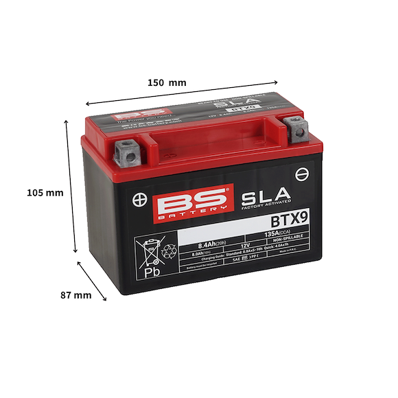 BS BATTERY BS ATV Batteri BTX9 SLA 12V (YTX9-BS)
