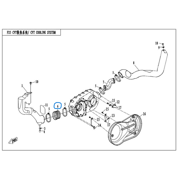 CF MOTO Slangadapter Variatorkåpe CF Moto / Goes