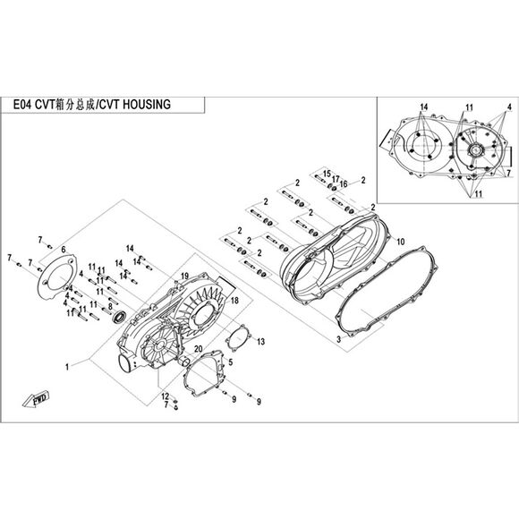 CF MOTO Pakning fremre variator CF-Moto 450/520/550