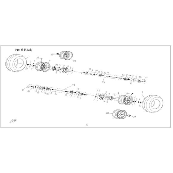 CF MOTO Hjulbolt CF Moto 500/600 og Goes 520/525/625 foran/bak