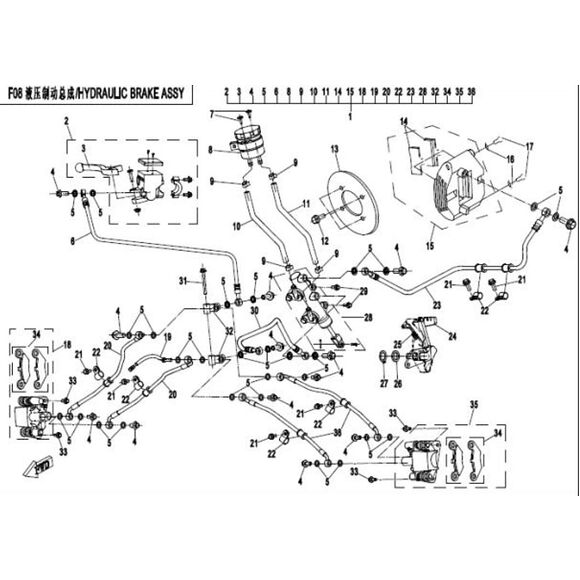 CF MOTO Hovedbremsesylinder foran, CF Moto 450/520