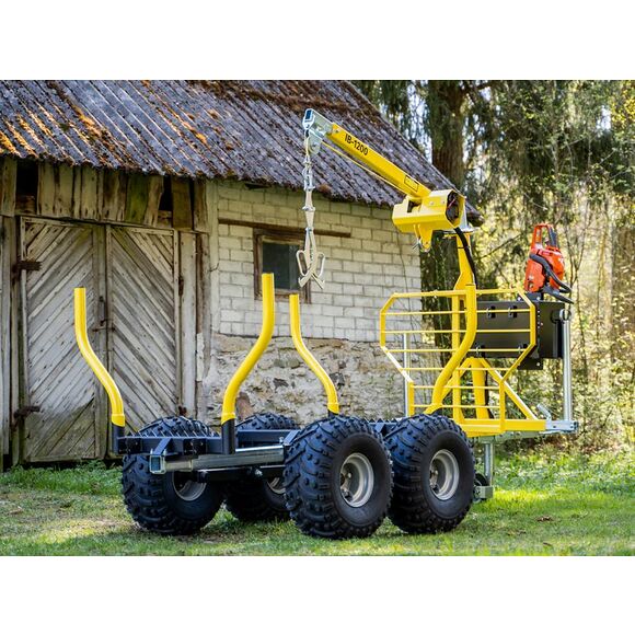 Iron Baltic (IB) IB Tømmerhenger Boggi ATV Offroad 1200 med Kran & Elektrisk Vinsj