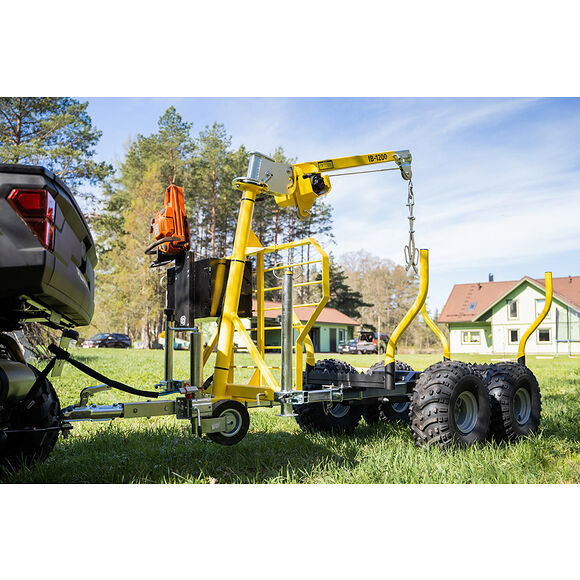Iron Baltic (IB) IB Tømmerhenger Boggi ATV Offroad 1200 med Kran & Elektrisk Vinsj