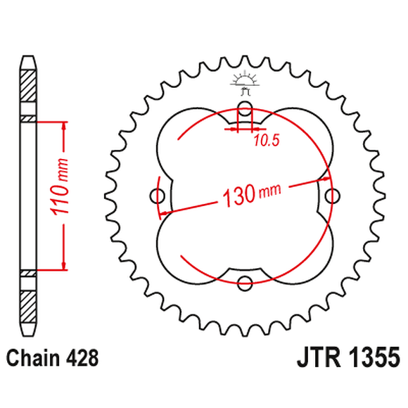 JT SPROCKETS Bakdrev Honda TRX90, 50-tanns