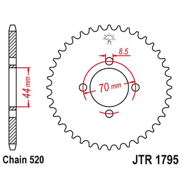 JT SPROCKETS Bakdrev Suzuki & Kawasaki 80, 22-tanns