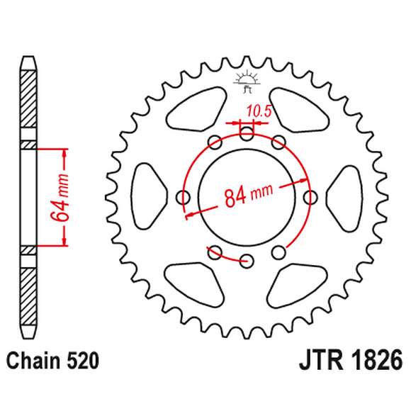 JT SPROCKETS Bakdrev Suzuki LT250R / LTZ400 og Kawasaki KFX400, 40-tanns