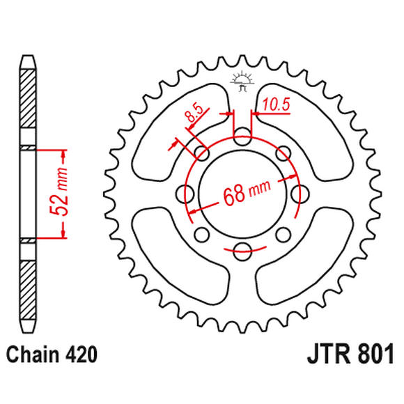 JT SPROCKETS Bakdrev Suzuki LT50, 37-tanns