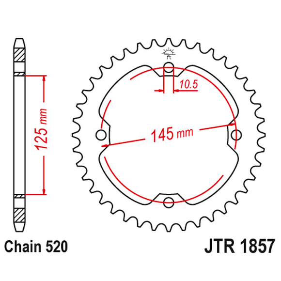 JT SPROCKETS Bakdrev Yamaha YFM250/350/700 og YFZ450, 38-tanns