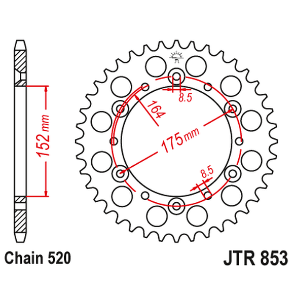 JT SPROCKETS Bakdrev Yamaha YFM350/660 og YFZ350, 40-tanns