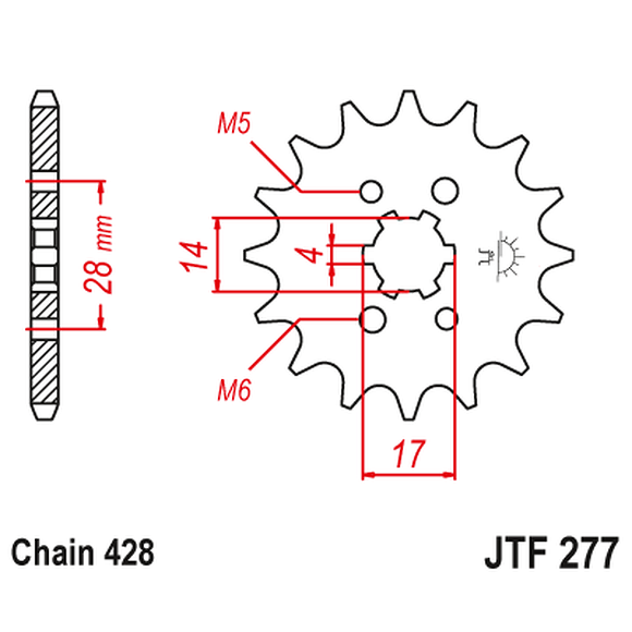 JT SPROCKETS Frontdrevet Honda TRX90 13 tannhjul