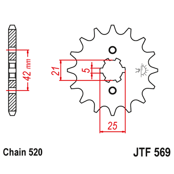 JT SPROCKETS Framdrev Yamaha Banshee / Grizzly, 14-tanns