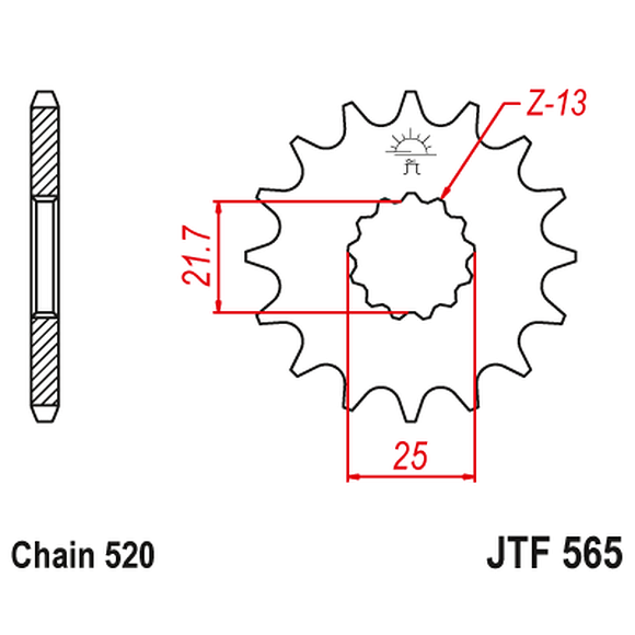 JT SPROCKETS Framdrev Yamaha YFM660 og YFZ450, 14-tanns