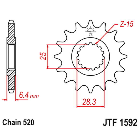 JT SPROCKETS Framdrev Yamaha YFM 700 Raptor og YFZ450, 15-tanns