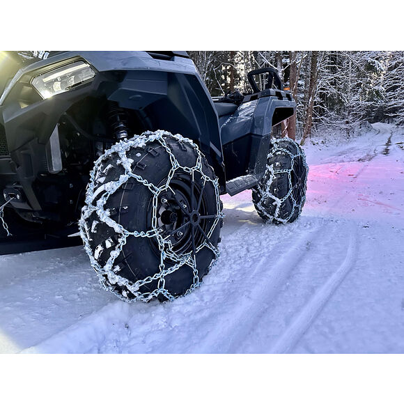 KIMPEX Kjettinger Kryss/Diamant med V-bar pigg for dekk 26x10 Til 27x12 (1 Par)