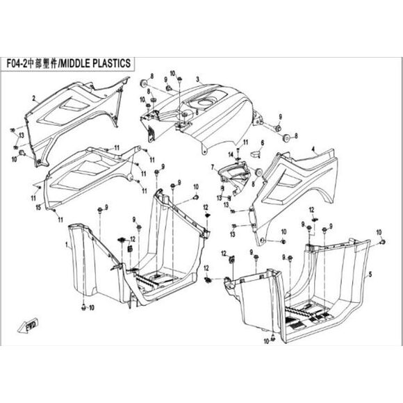 CF MOTO Fotstøtte høyre (lang), CF 450/520