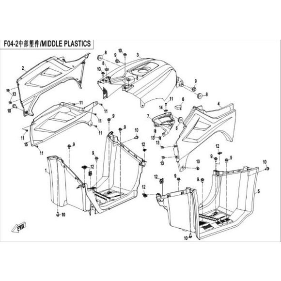 CF MOTO Fotstøtte venstre (kort), CF 450/520