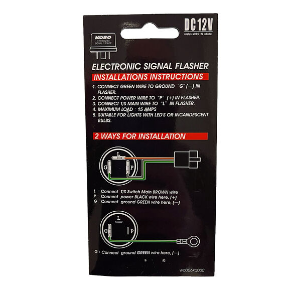 KOSO Blinkrelé 12V, 3 kontakter 15A