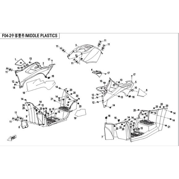 CF MOTO Fotstøtte høyre, CF Moto C Force 550