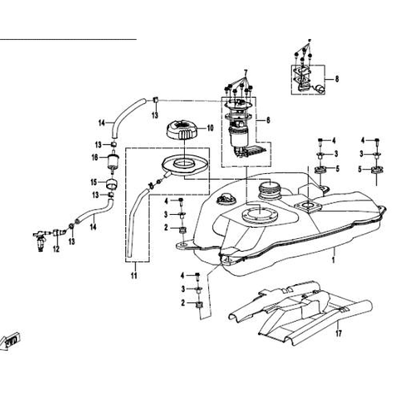 CF MOTO Tanklokk CF Moto 450/520