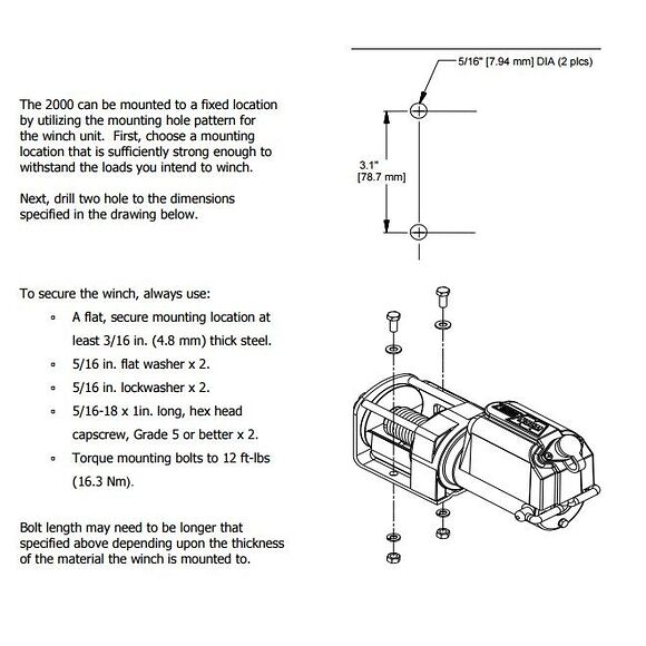 WARN WARN DC 2000 WORKS UTILITY VINSJ 12V
